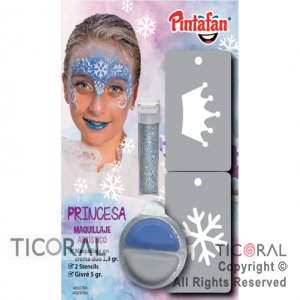 KIT POUCH DUO MAQUILLAJE CREMA+STENCIL 2 EN 1+GIBRE PRINCESA ART 616-0008 x 1